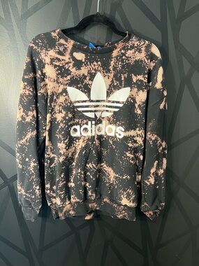Adidas Trefoil Bleach-Effect Crewneck Sweatshirt - Black & Pink